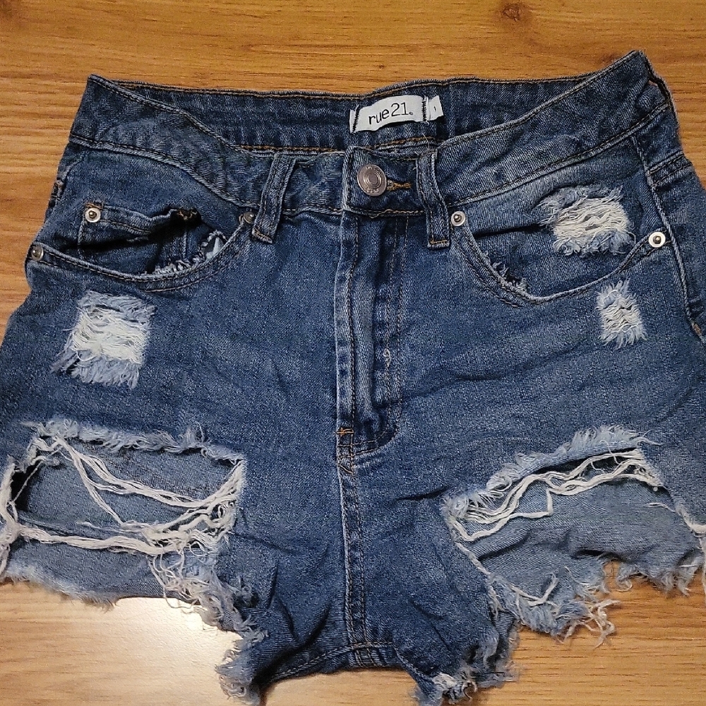 Rue21 Women's Ripped Blue Jean Shorts